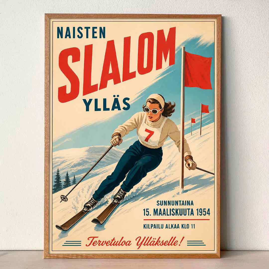 Juliste Urheilu Slalom Ylläs LÖ 50×70 70x100_1aaa
