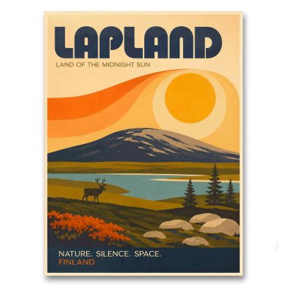 Juliste Lapland - Land of the midnight sun