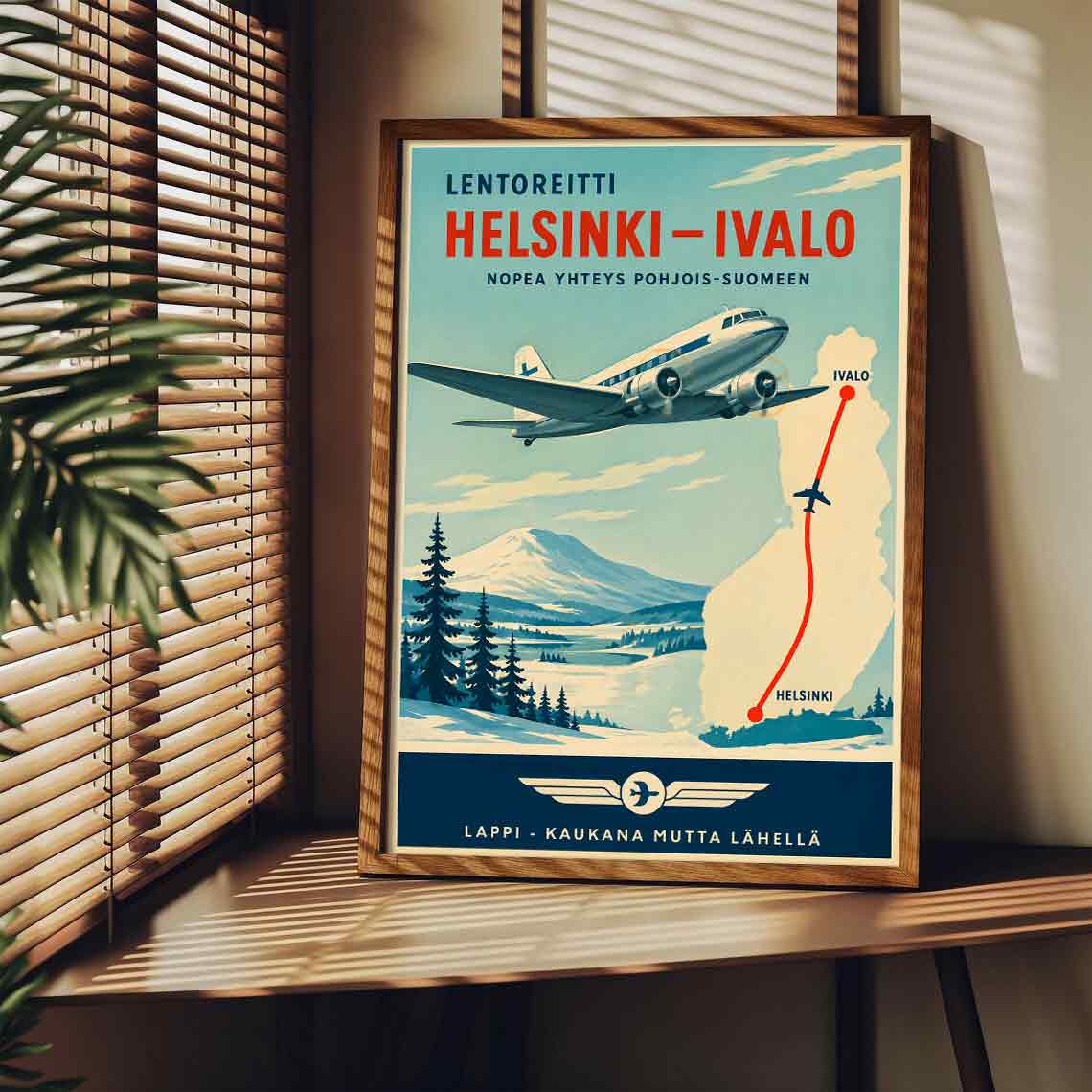 Juliste matkailu Lappi Helsinki Ivalo LÖ 50×70 70x100aaaaa