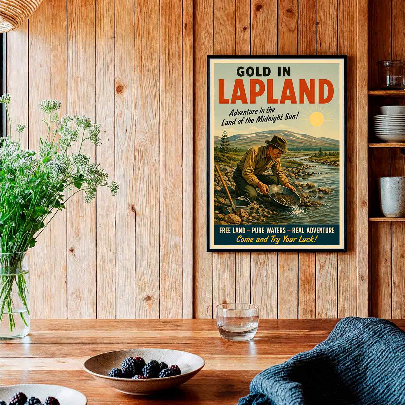 Juliste matkailu Lappi kullanhuuhdonta LÖ 50×70 70×100-4aaaa