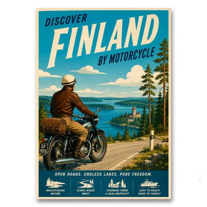 Juliste Discover Finland by Motorcycle - Pure Freedom
