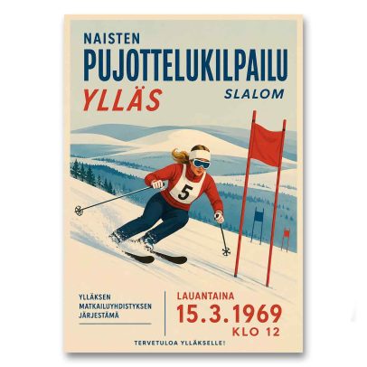 Juliste Naisten pujottelukilpailut Ylläs 1969