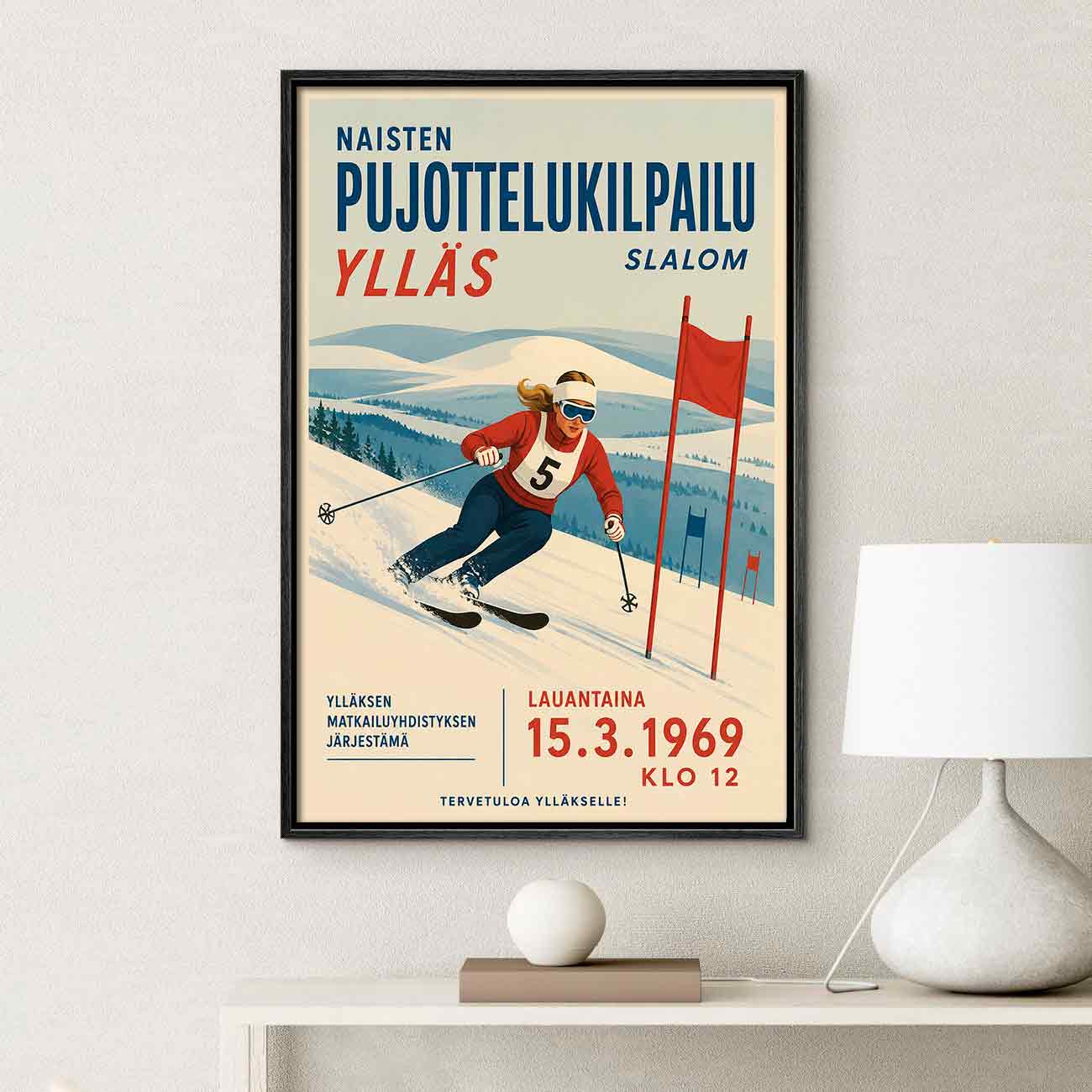 Juliste urheilu Ylläs pujottelu LÖ 50×70 70×100-5aaa