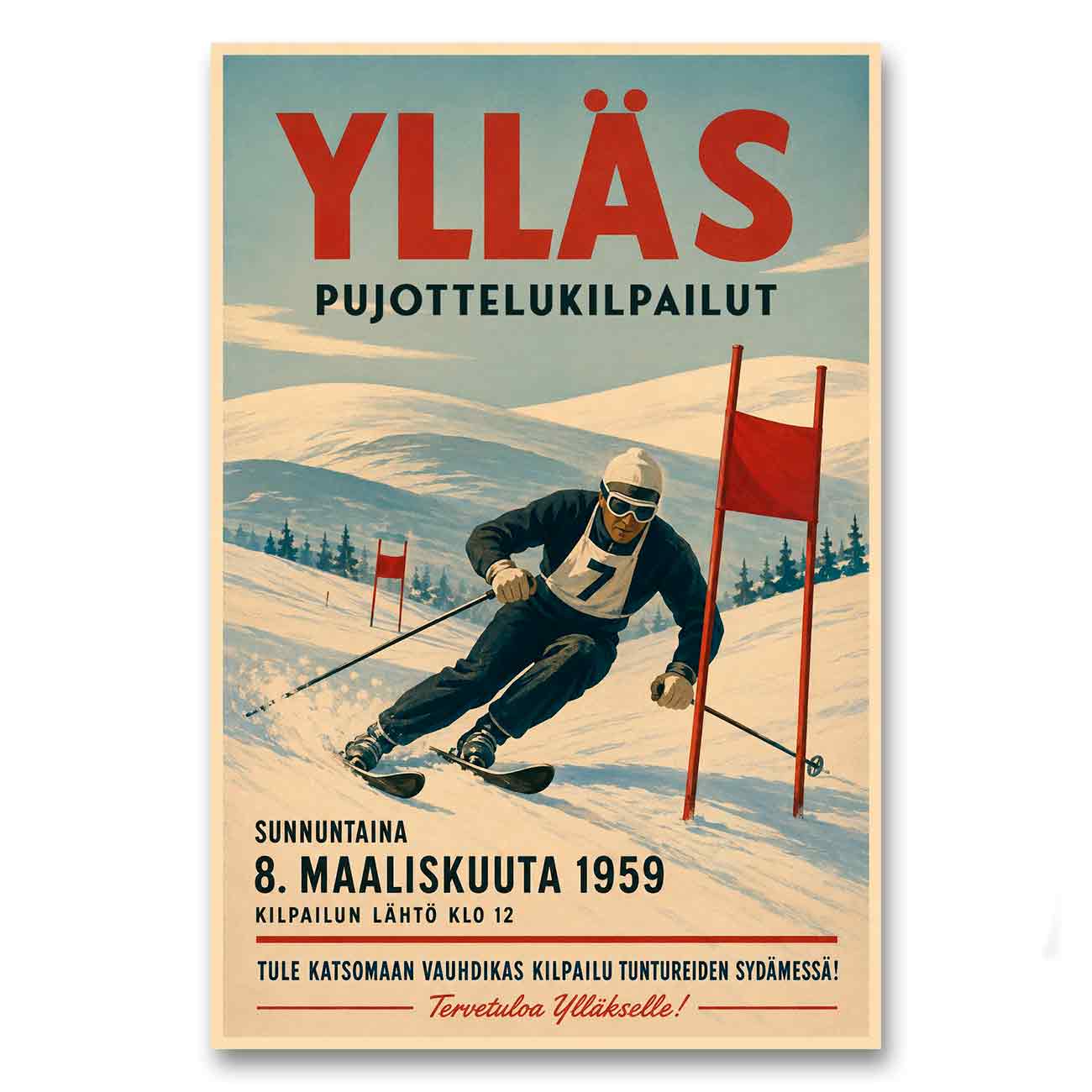 Juliste urheilu Ylläs pujottelu LÖ 50×75 70×105-1a
