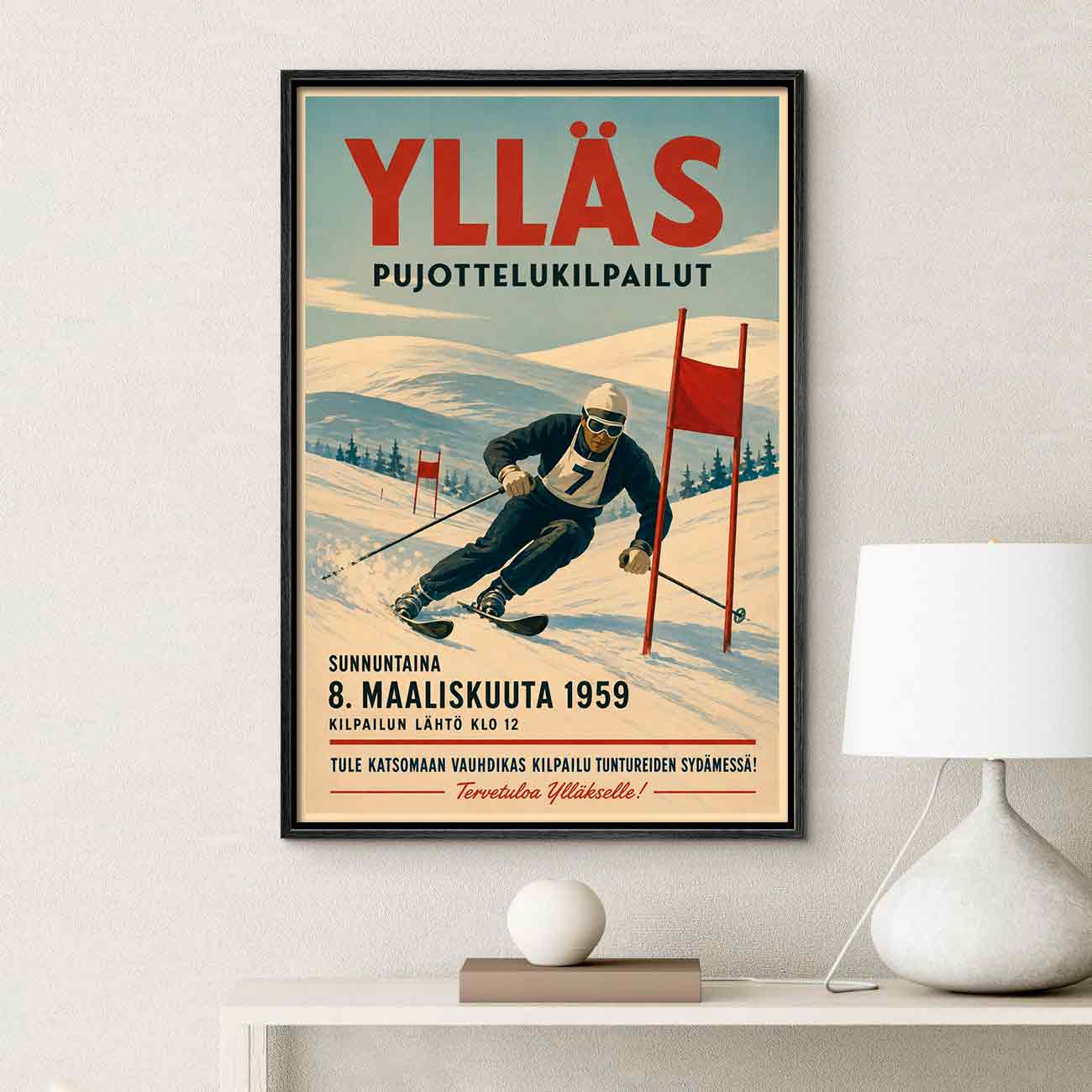 Juliste urheilu Ylläs pujottelu LÖ 50×75 70×105-1aaa