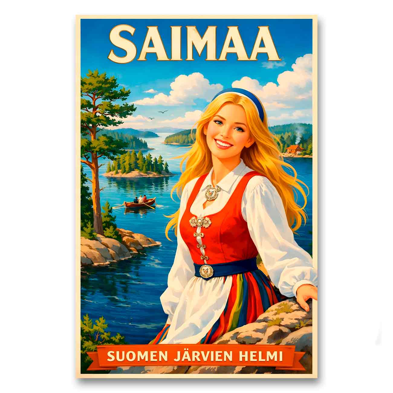 Juliste vintage matkailu Saimaa 1 LÖ 50×75 70×105-2aa