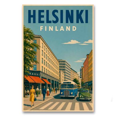 Juliste katunäkymä Helsingissä
