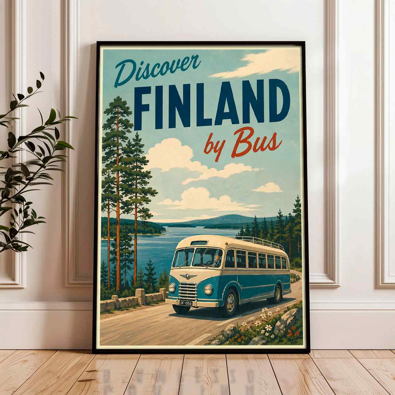 Juliste Matkailu Discover Finland by Bus 1 LÖ 50×70 70x100_2aa