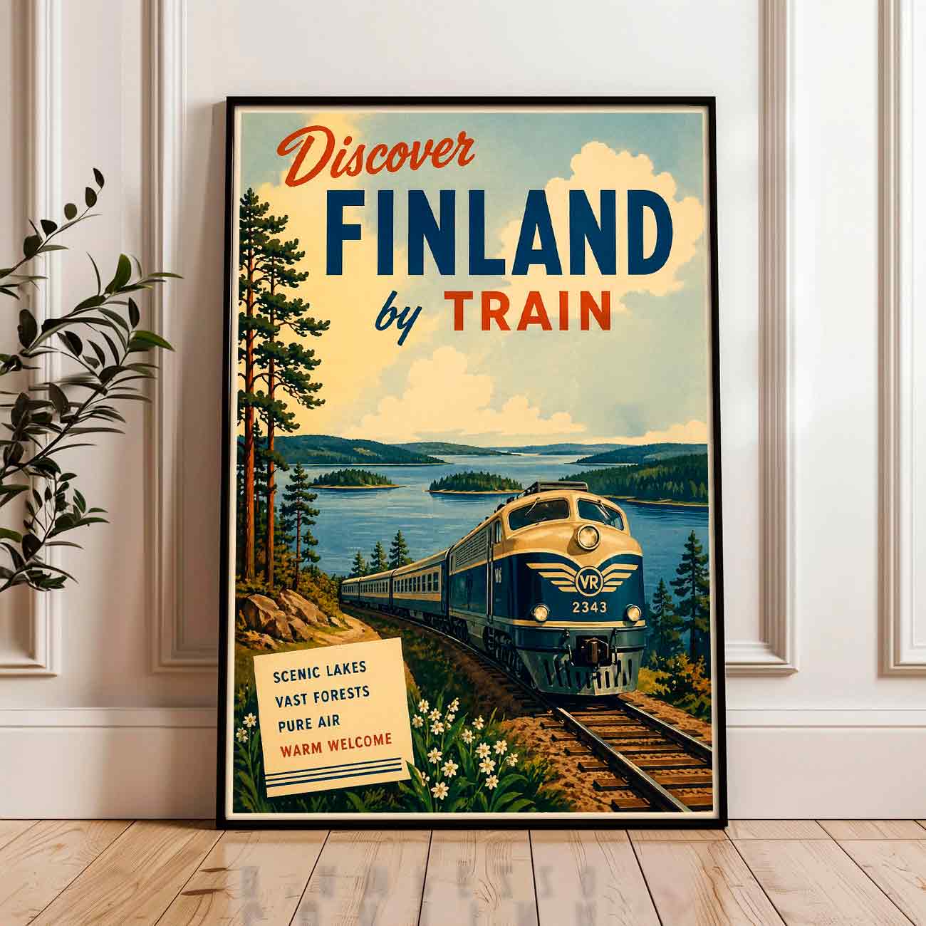Juliste Matkailu Discover Finland by Train LÖ 50×70 70x100aa
