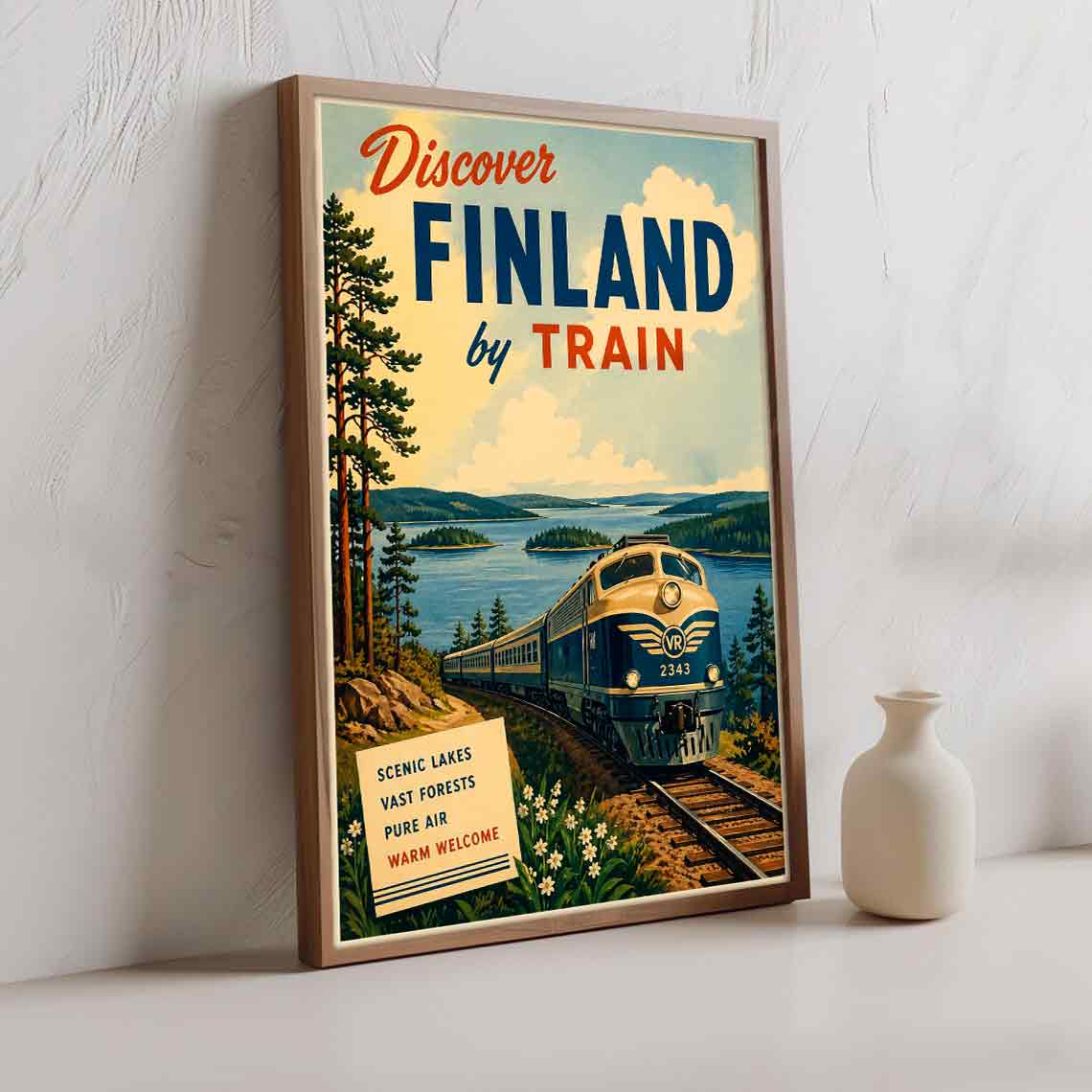 Juliste Matkailu Discover Finland by Train LÖ 50×70 70x100aaa