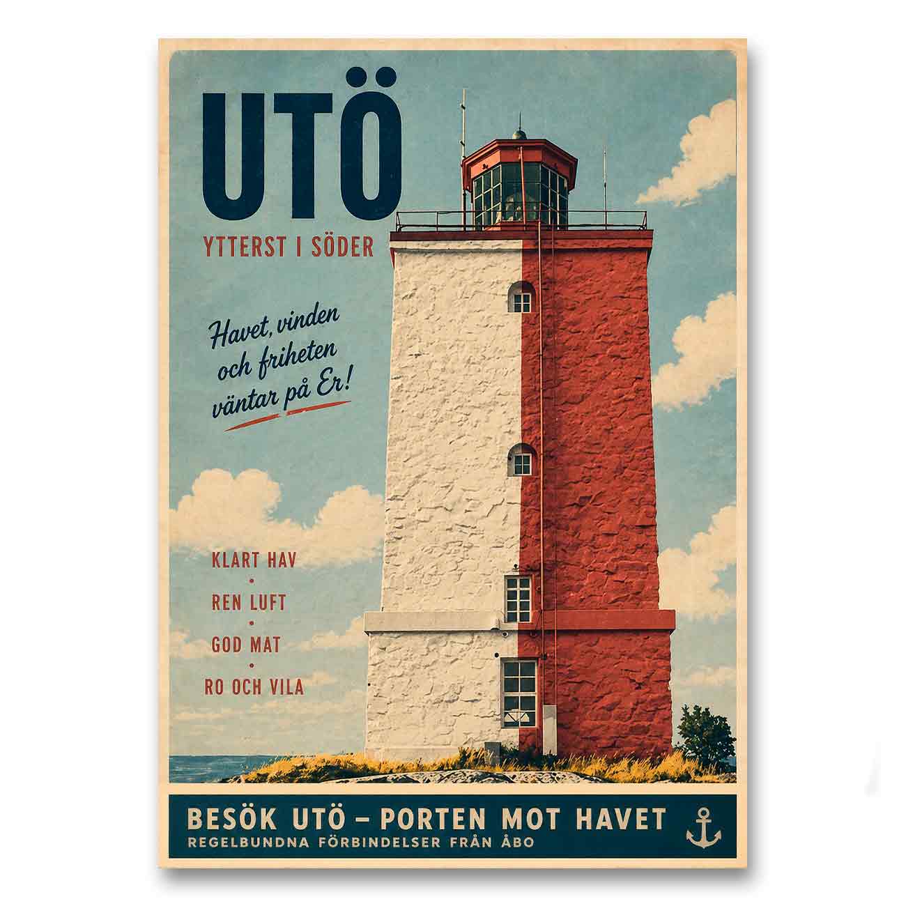 Juliste Matkailu Utö majakka LÖ 50×70 70x100_2a
