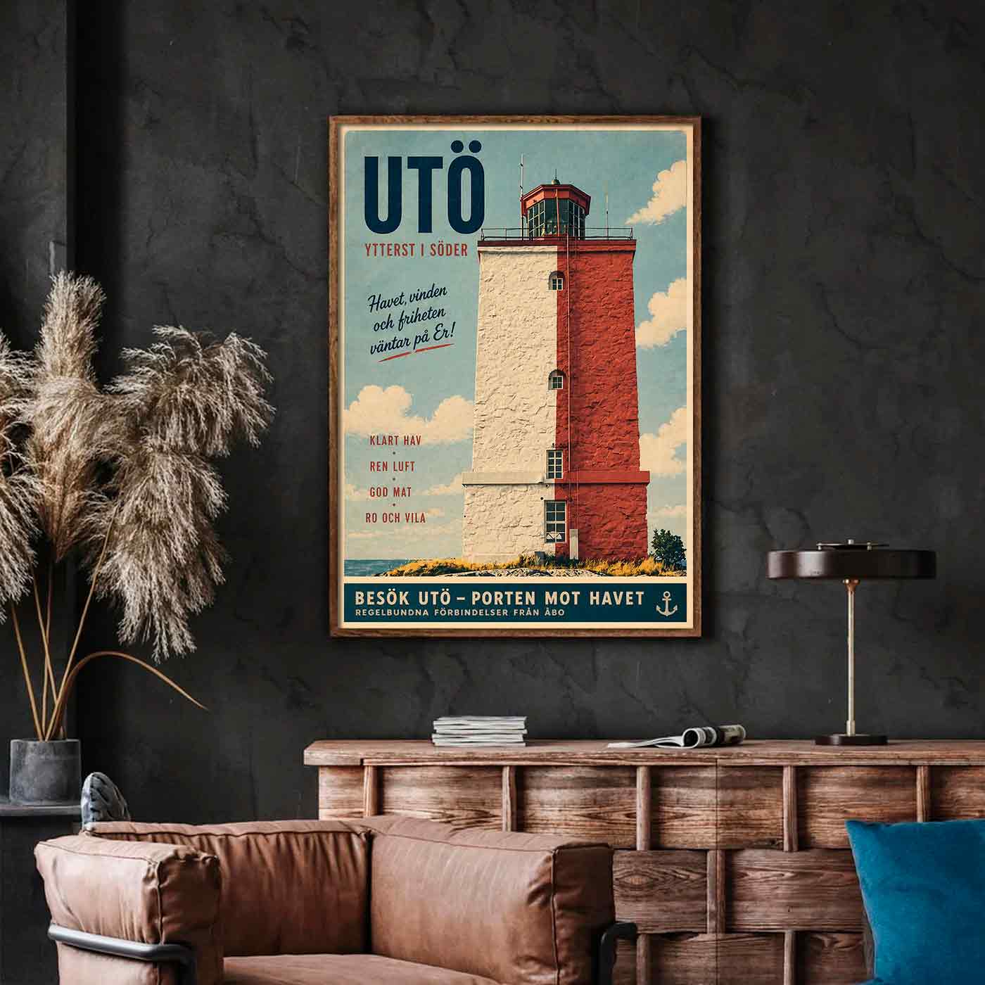 Juliste Matkailu Utö majakka LÖ 50×70 70x100_2aa