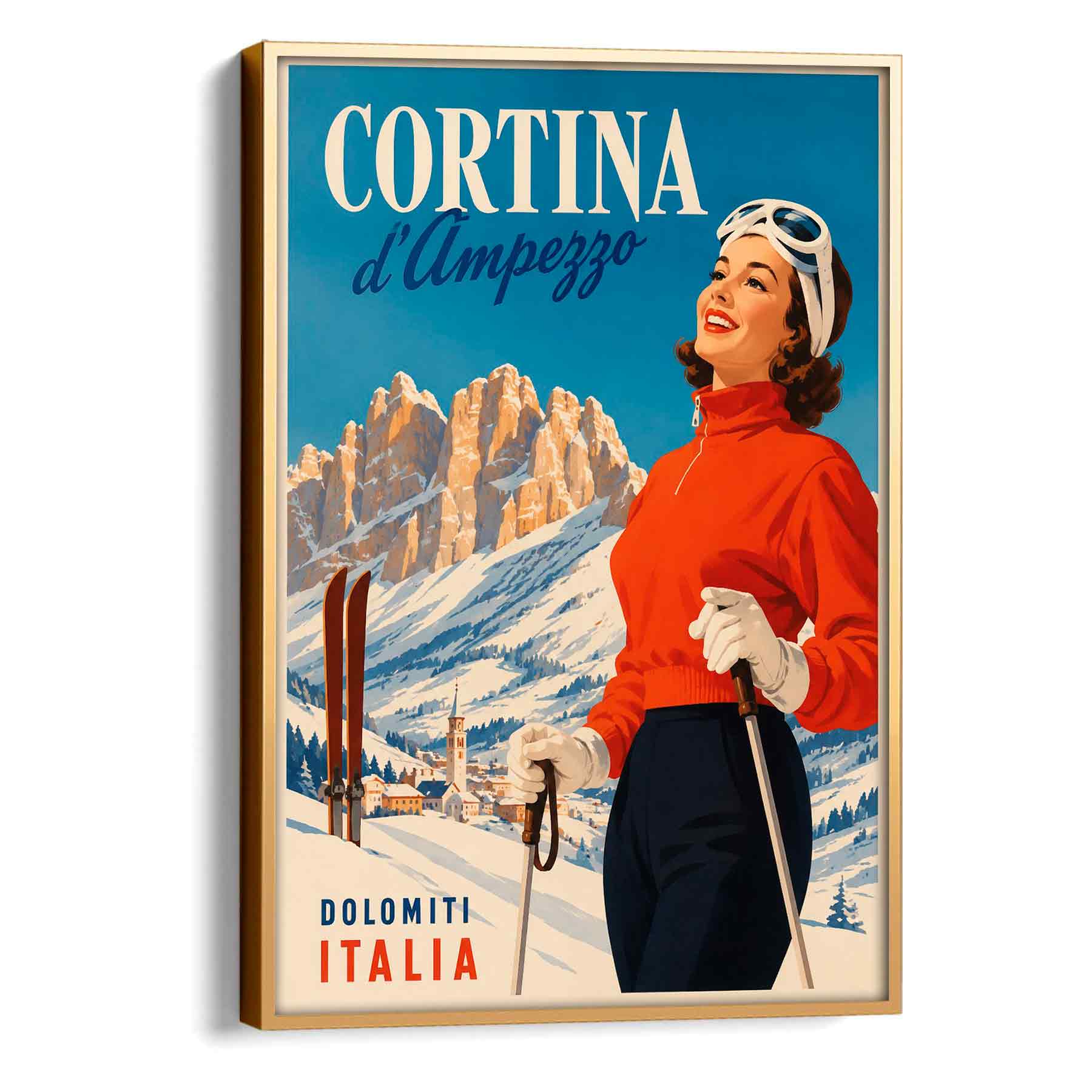 Juliste matkailu Cortina D Ampezzo LÖ 50×70 70×100-1aa