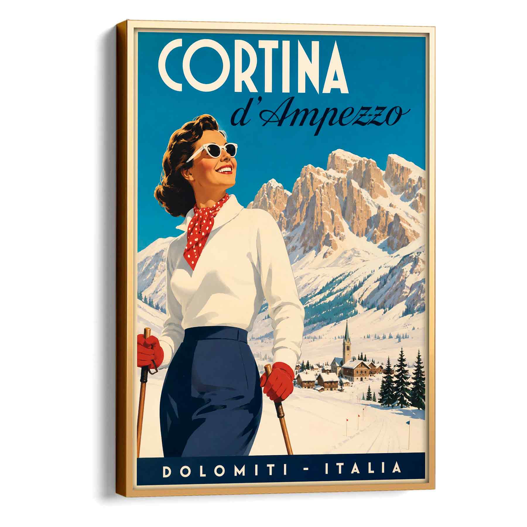 Juliste matkailu Cortina D Ampezzo LÖ 50×70 70×100-2aa