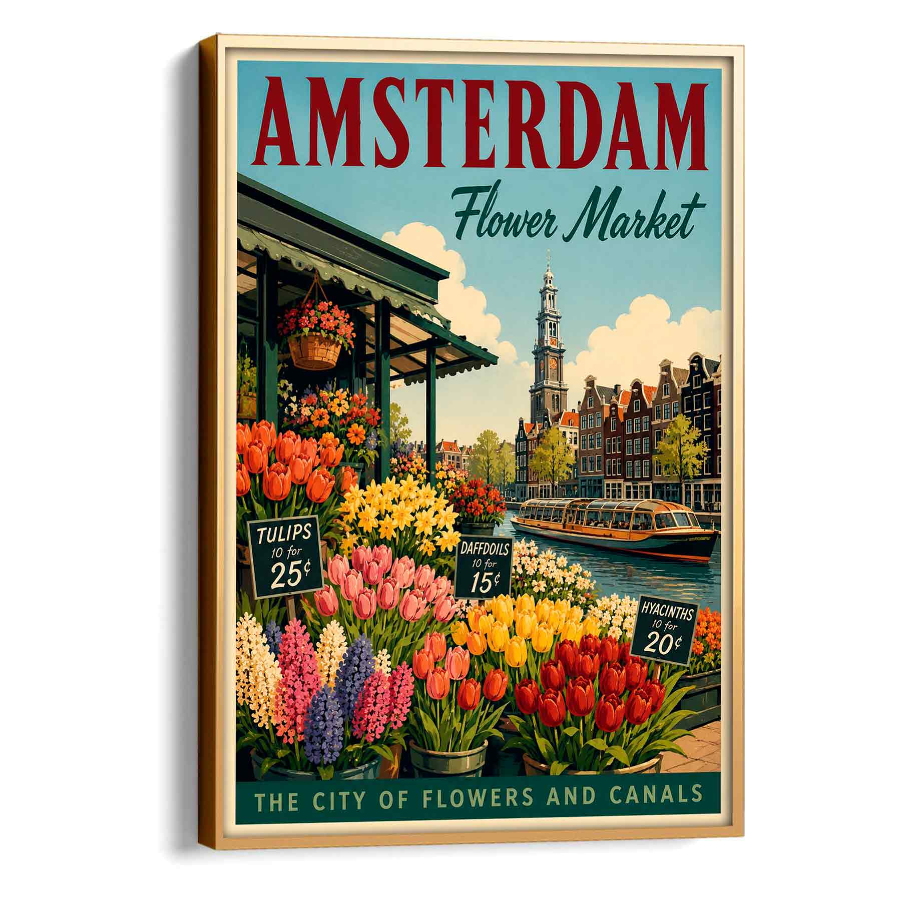 Juliste matkailu Flower market Amsterdam LÖ 40×55 50×70-2aa