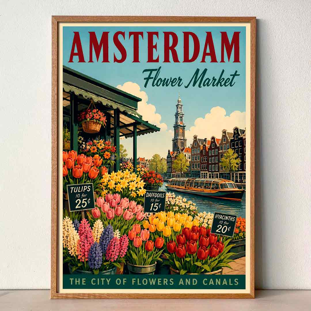 Juliste matkailu Flower market Amsterdam LÖ 40×55 50×70-2aaaa