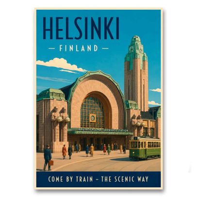 Juliste Helsinki - Come by Train, The Scenic Way