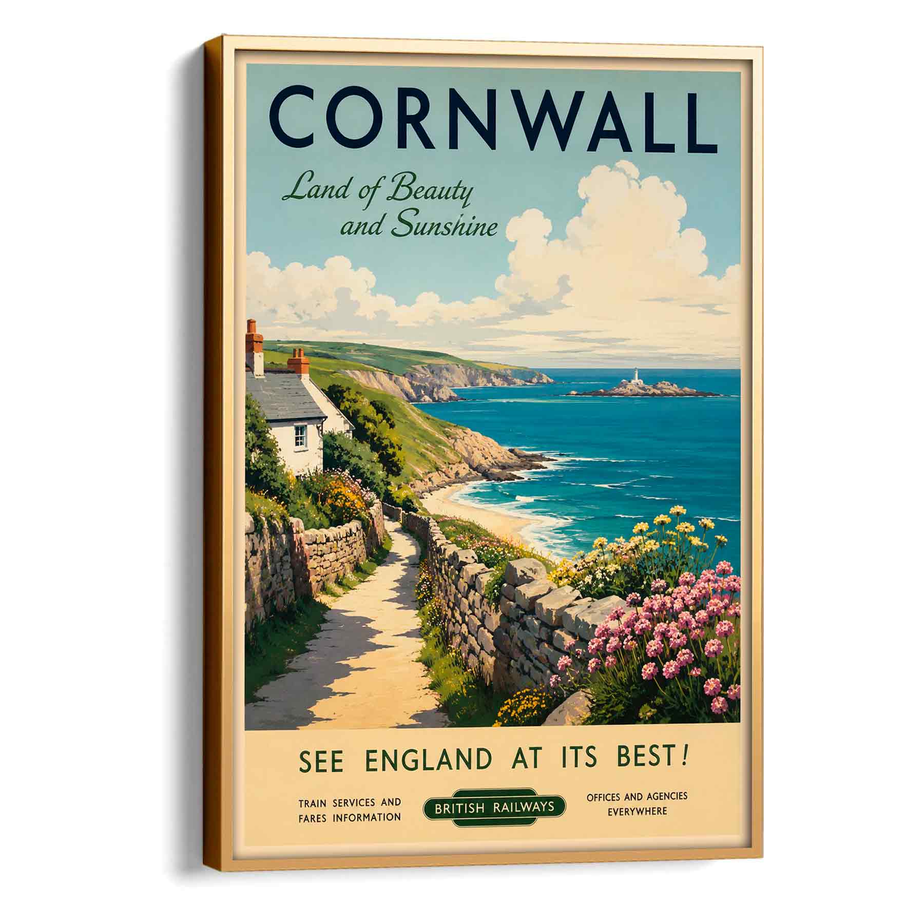 Juliste matkailu Iso-Britannia Cornwall LÖ 40×55 50×70-2aa