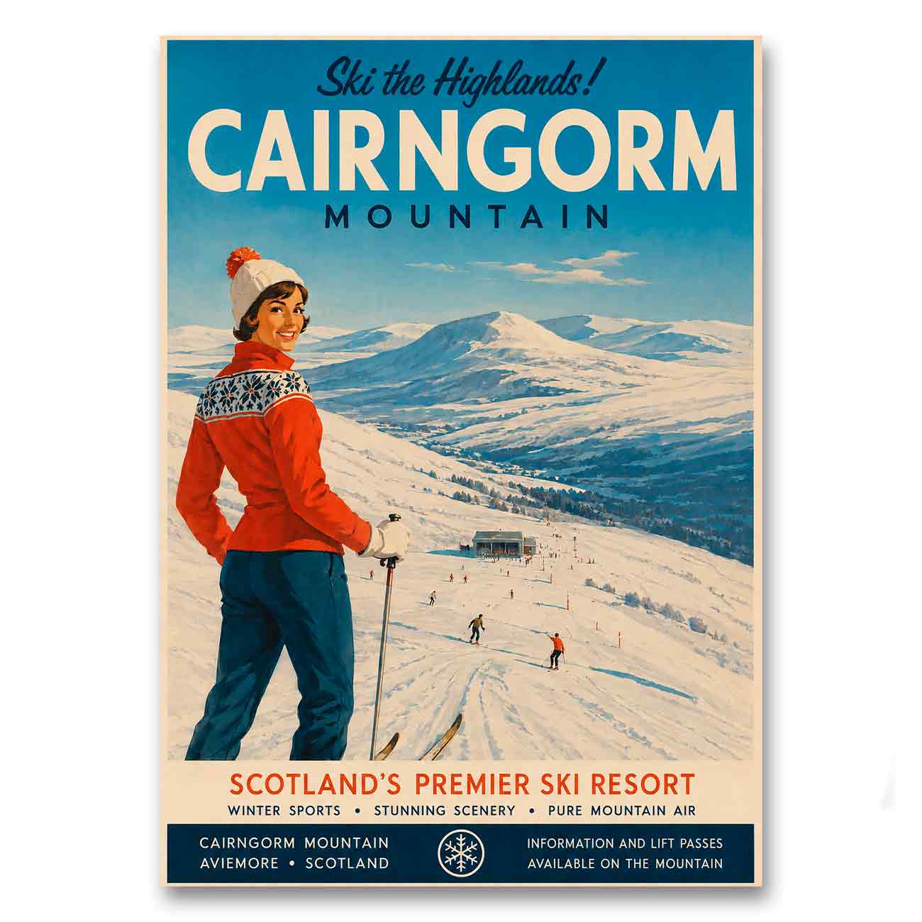 Juliste matkailu Iso-Britannia Skotlanti Cairngorm LÖ 40×55 50×70-1a