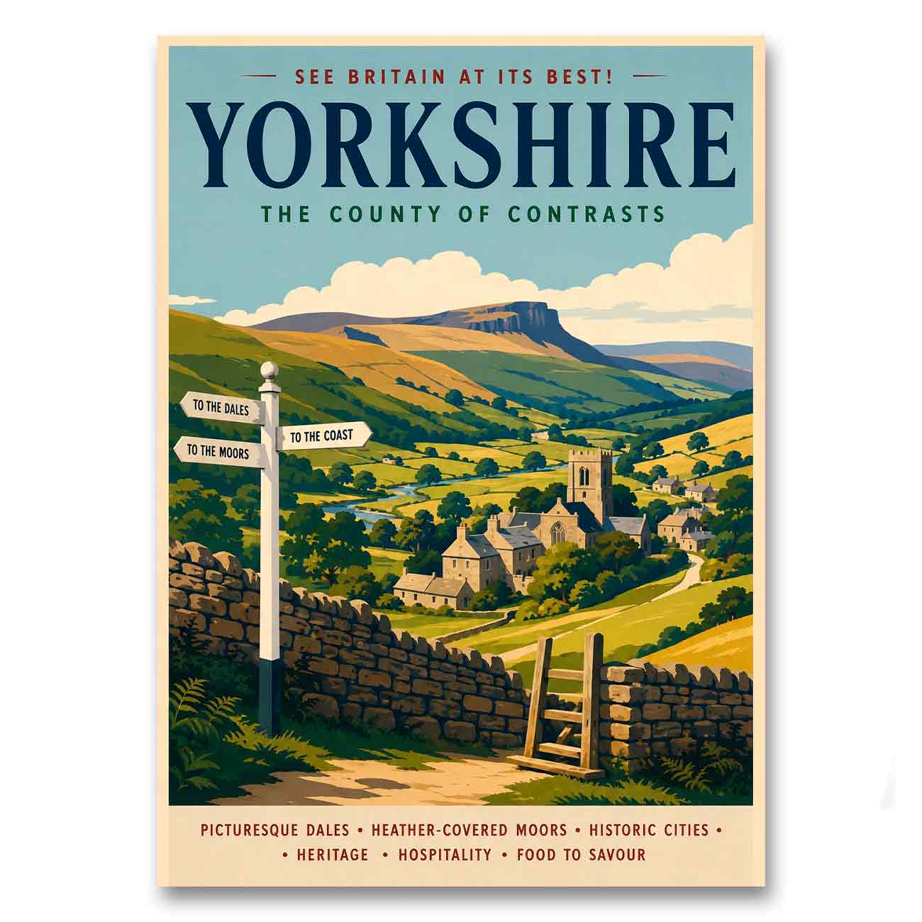 Juliste Yorkshire – The County of Contrasts