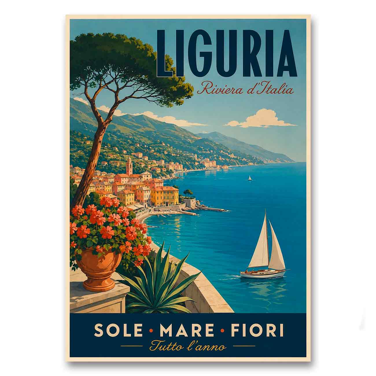 Juliste matkailu Italia Liguria LÖ 50×70 70x100a