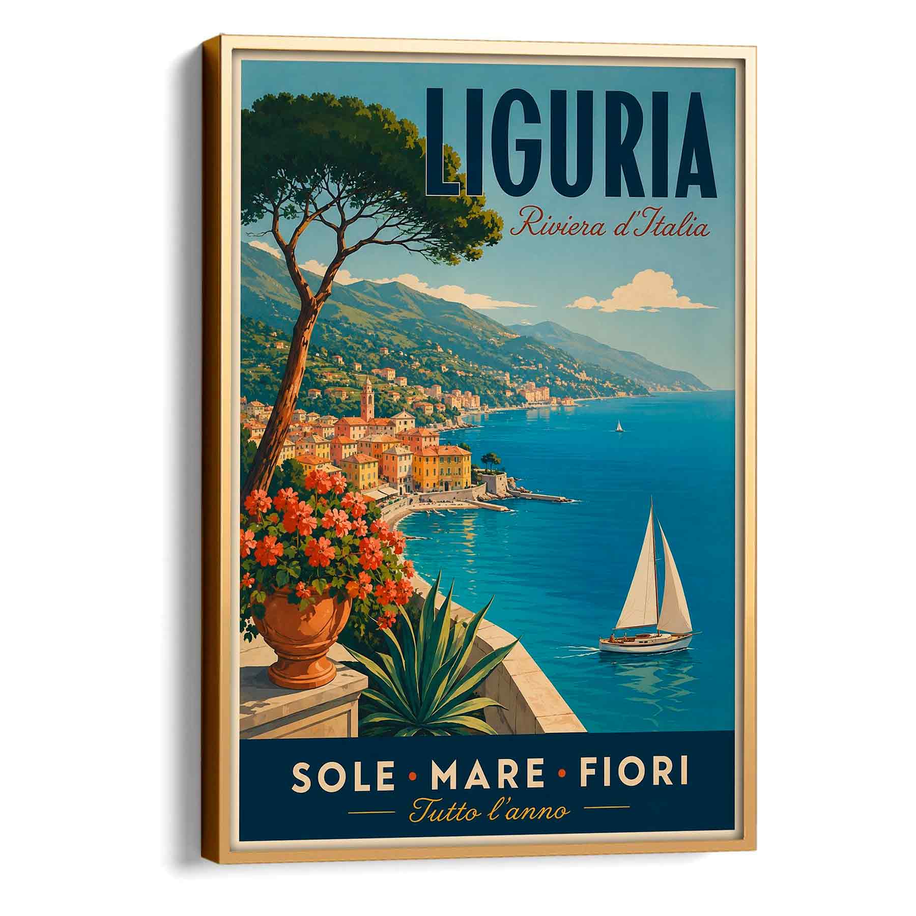 Juliste matkailu Italia Liguria LÖ 50×70 70x100aa