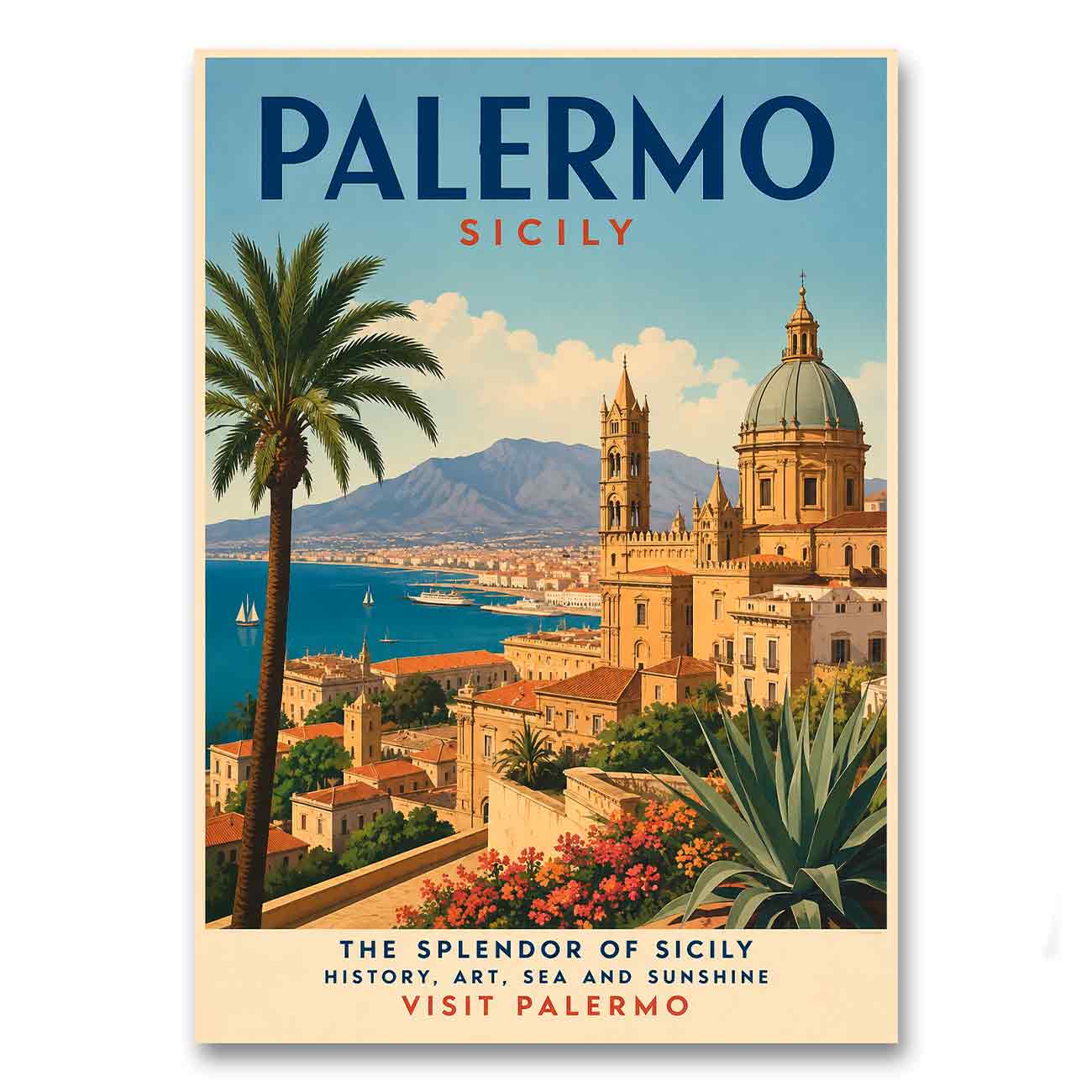 Juliste matkailu Italia Palermo LÖ 40×55 50x70a