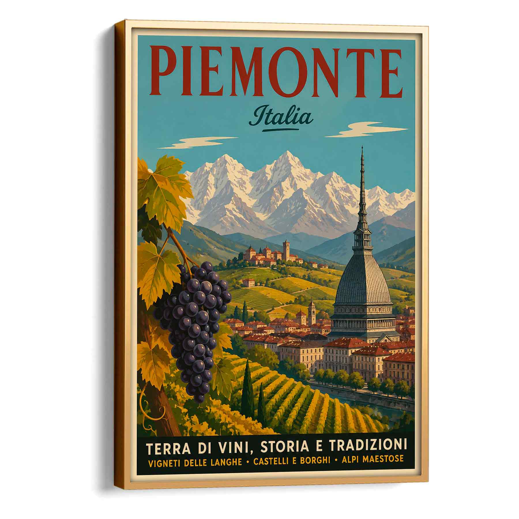 Juliste matkailu Italia Piemonte LÖ 50×70 70x100aa