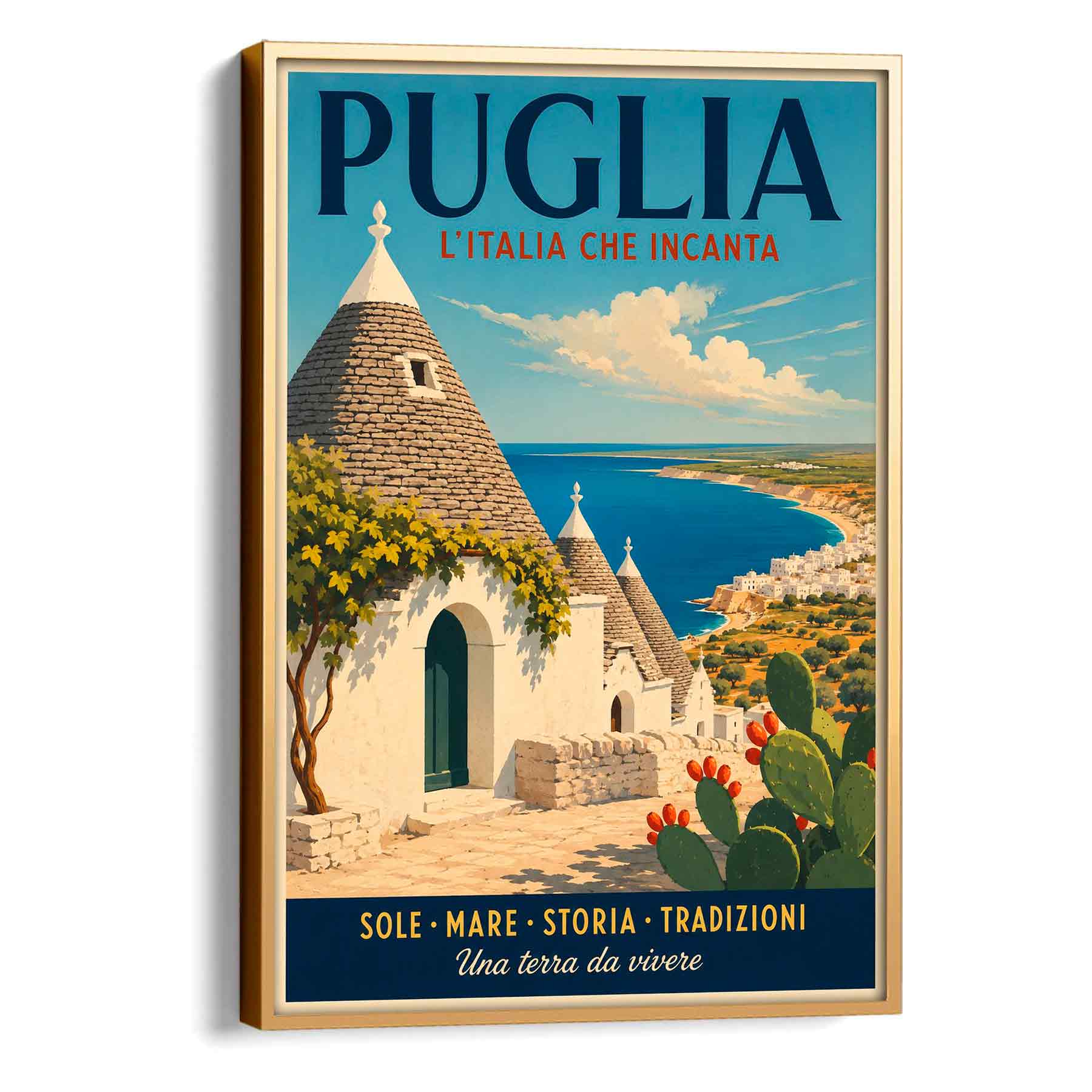 Juliste matkailu Italia Puglia LÖ 50×70 70×100-3aaa