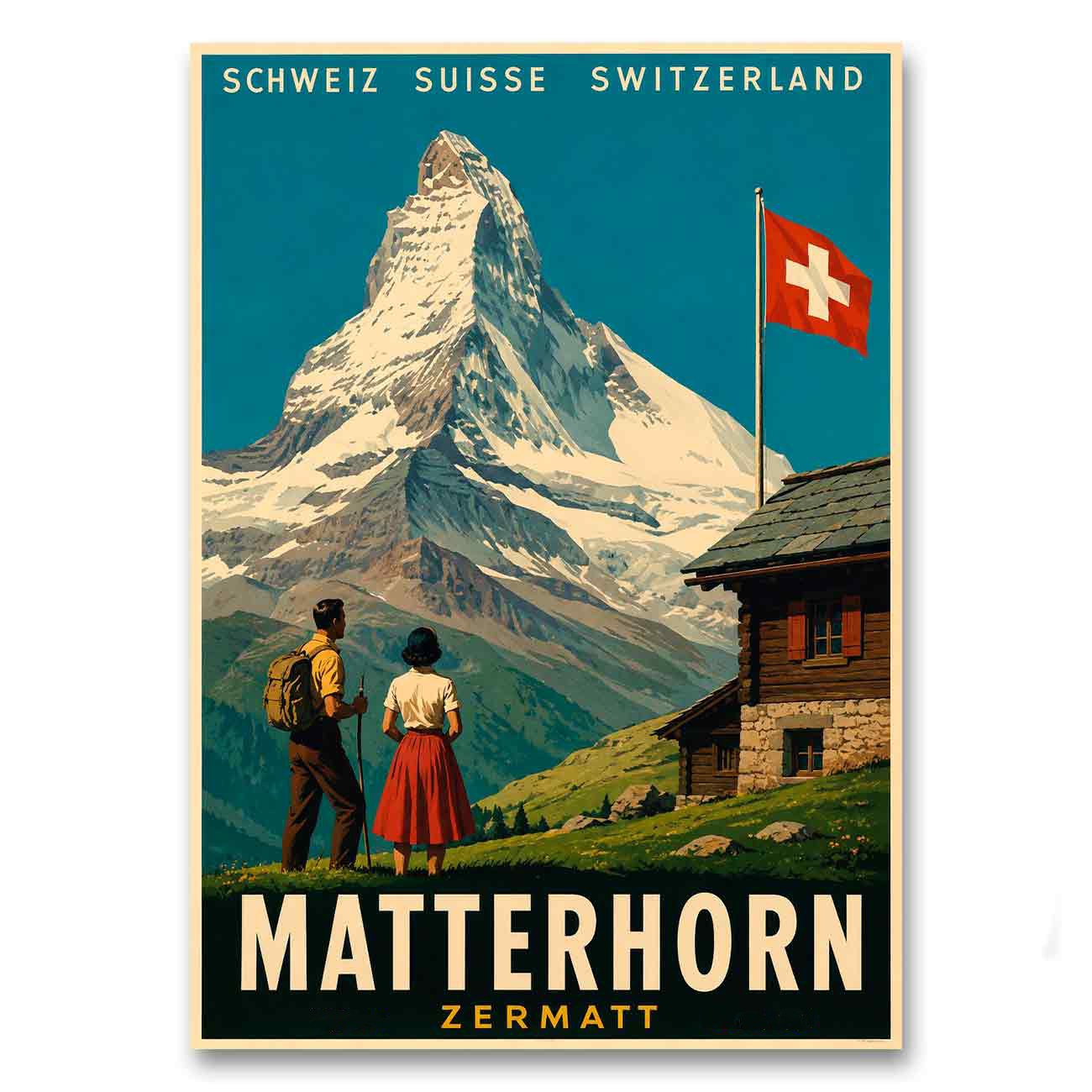 Juliste matkailu Matterhorn LÖ 50×70 70×100-1aa