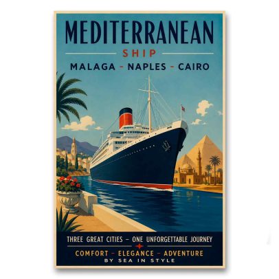 Juliste Mediterranean Ship - Malaga - Naples - Cairo