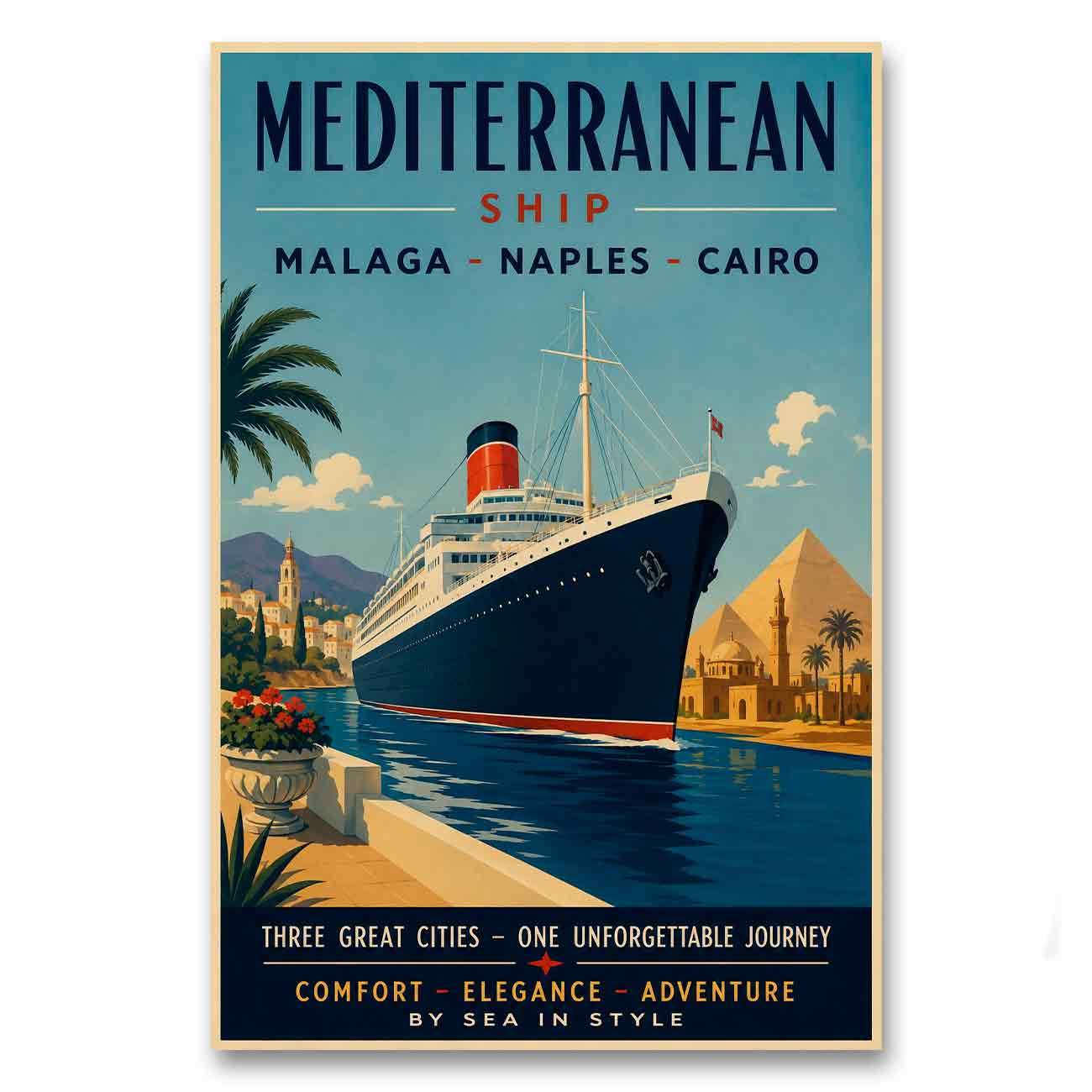 Juliste Mediterranean Ship – Malaga – Naples – Cairo