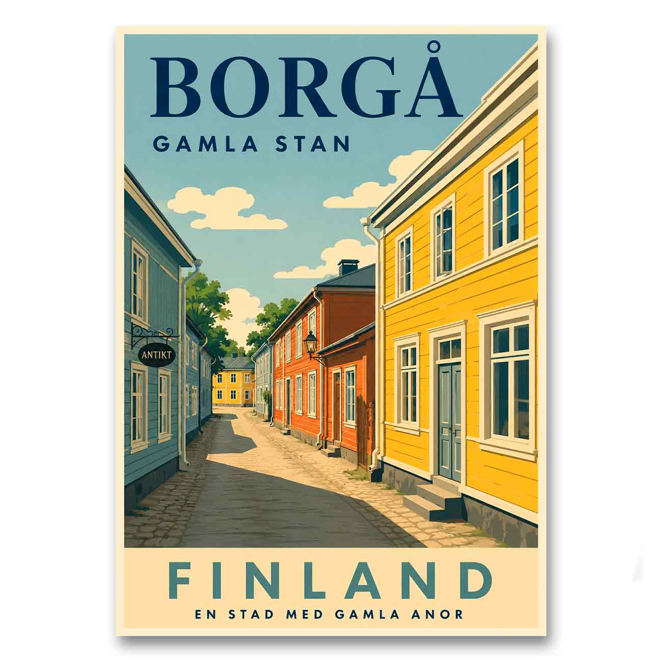 Juliste matkailu Porvoo vanha kaupunki 1 LÖ 50×70 70x100a