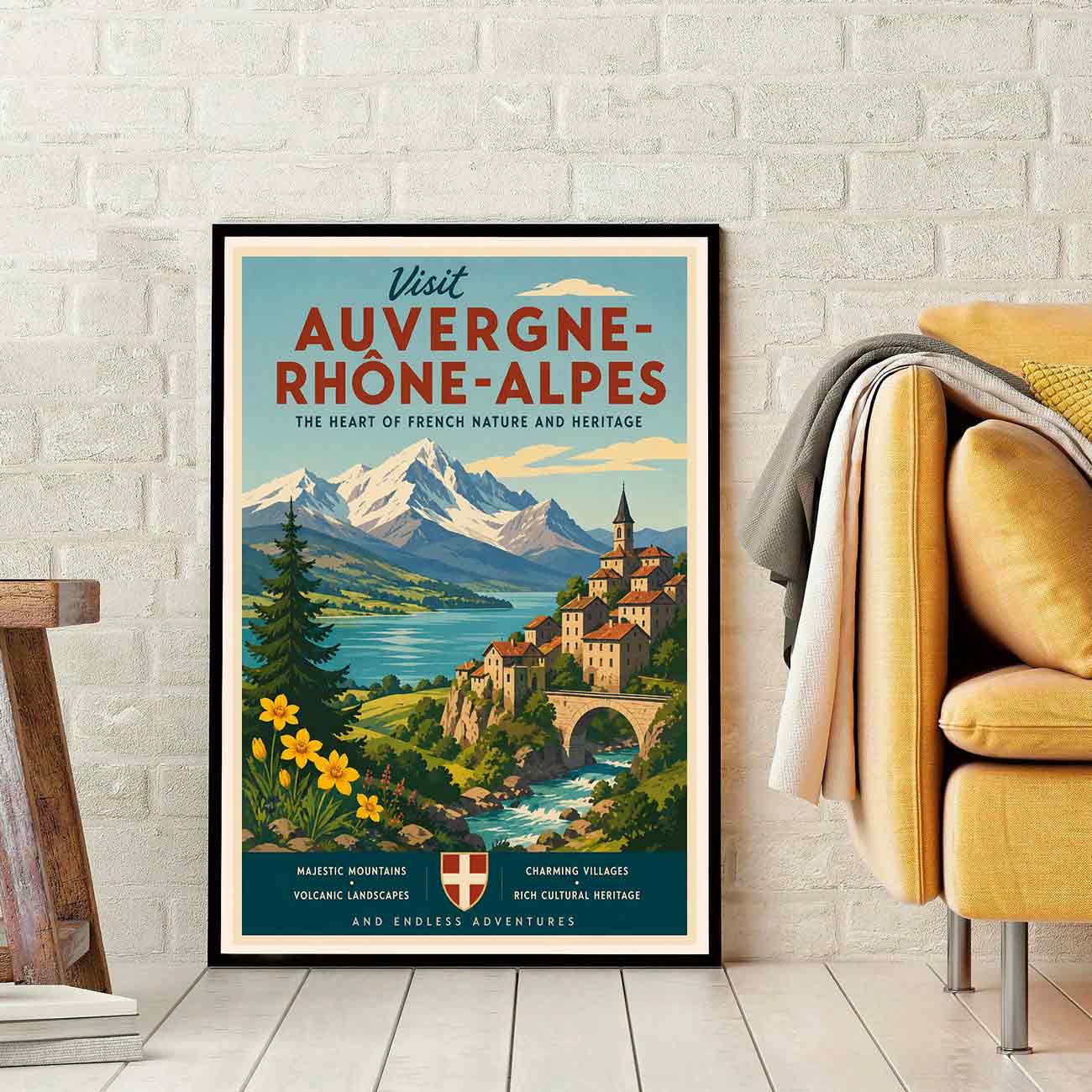 Juliste matkailu Ranska Auvergne Rhone Alpes LÖ 40×55 50×70-2aaa