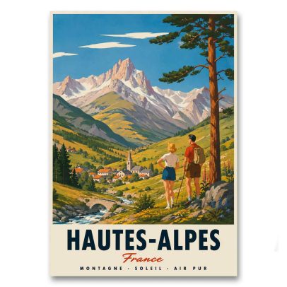 Juliste Hautes-Alpes - Montagne, Soleil, Air Pur