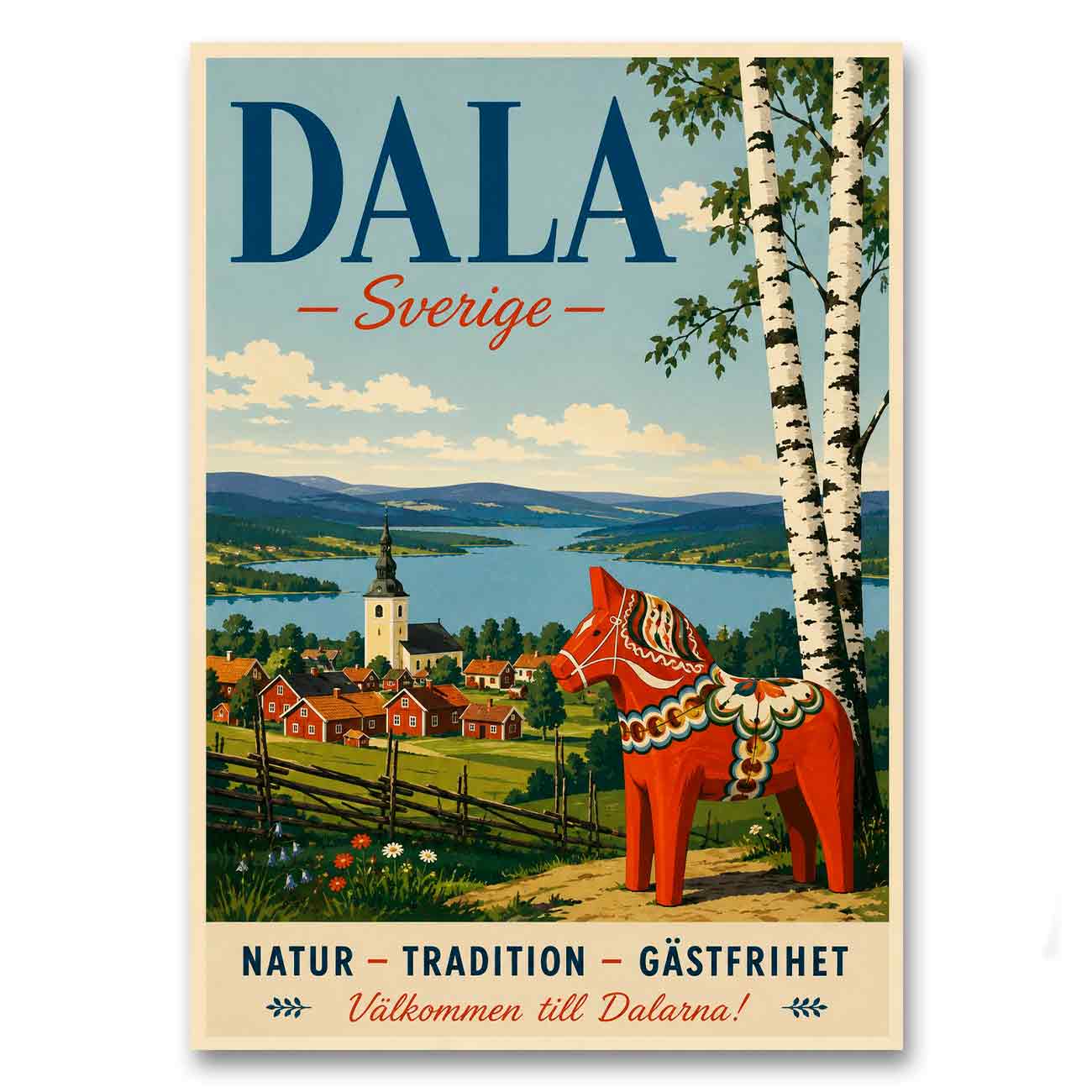 Juliste matkailu Ruotsi Dala LÖ 50×70 70x100a