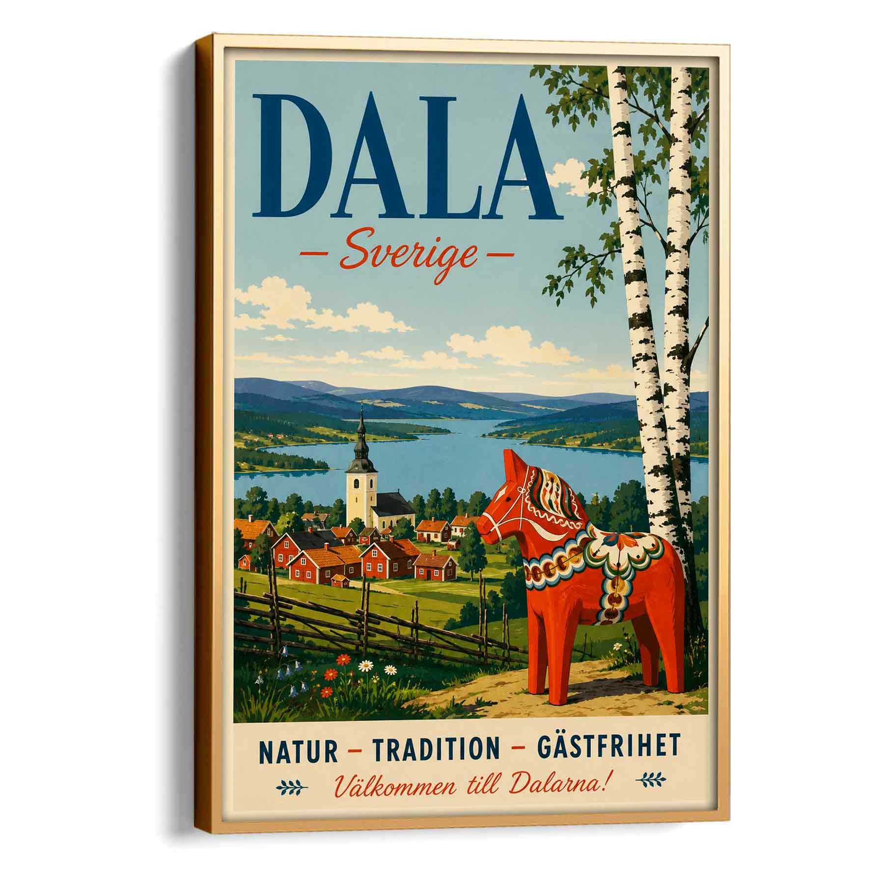 Juliste matkailu Ruotsi Dala LÖ 50×70 70x100aa