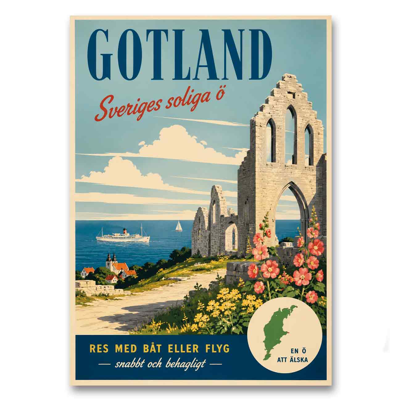 Juliste matkailu Ruotsi Gotland 2 LÖ 50×70 70x100a