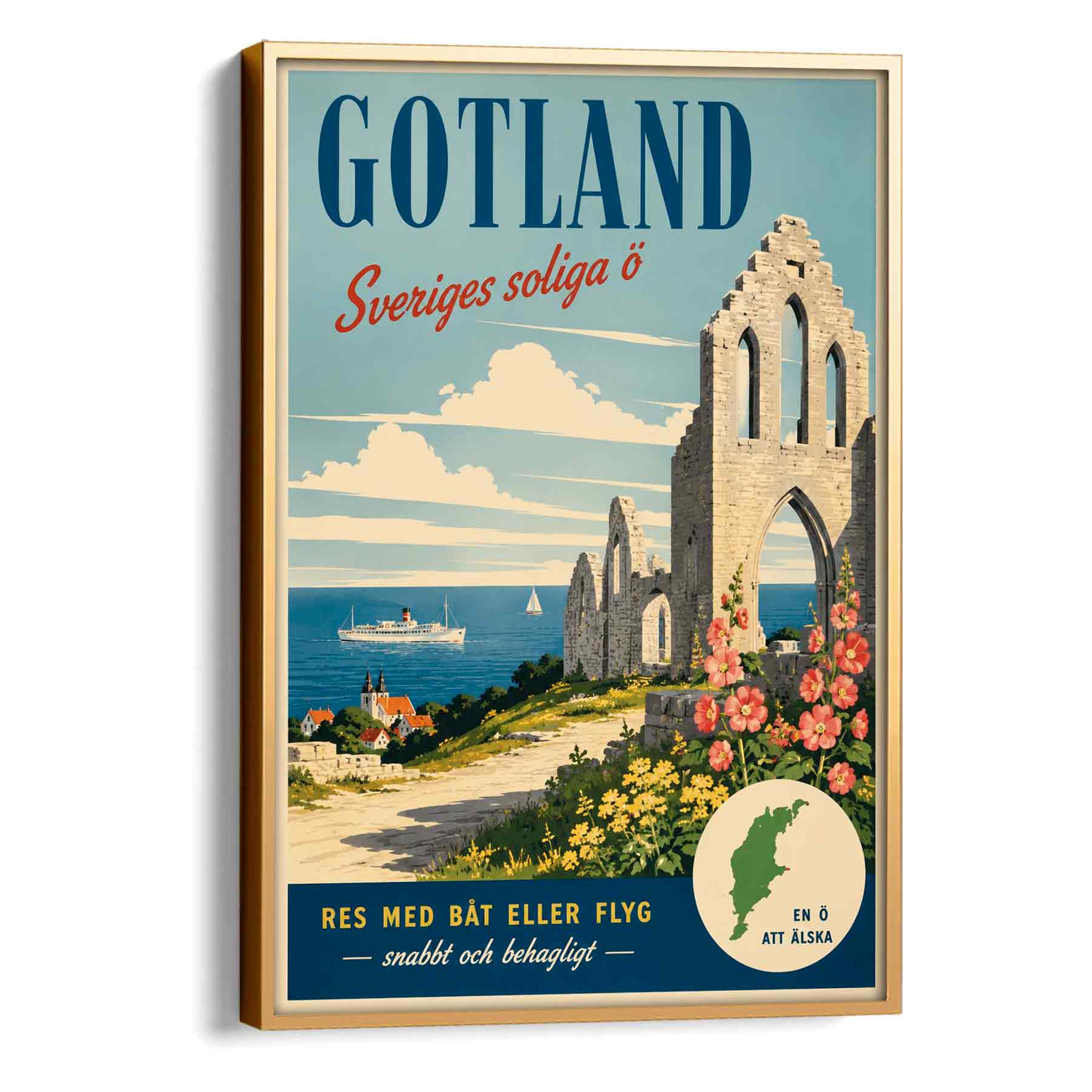 Juliste matkailu Ruotsi Gotland 2 LÖ 50×70 70x100aa