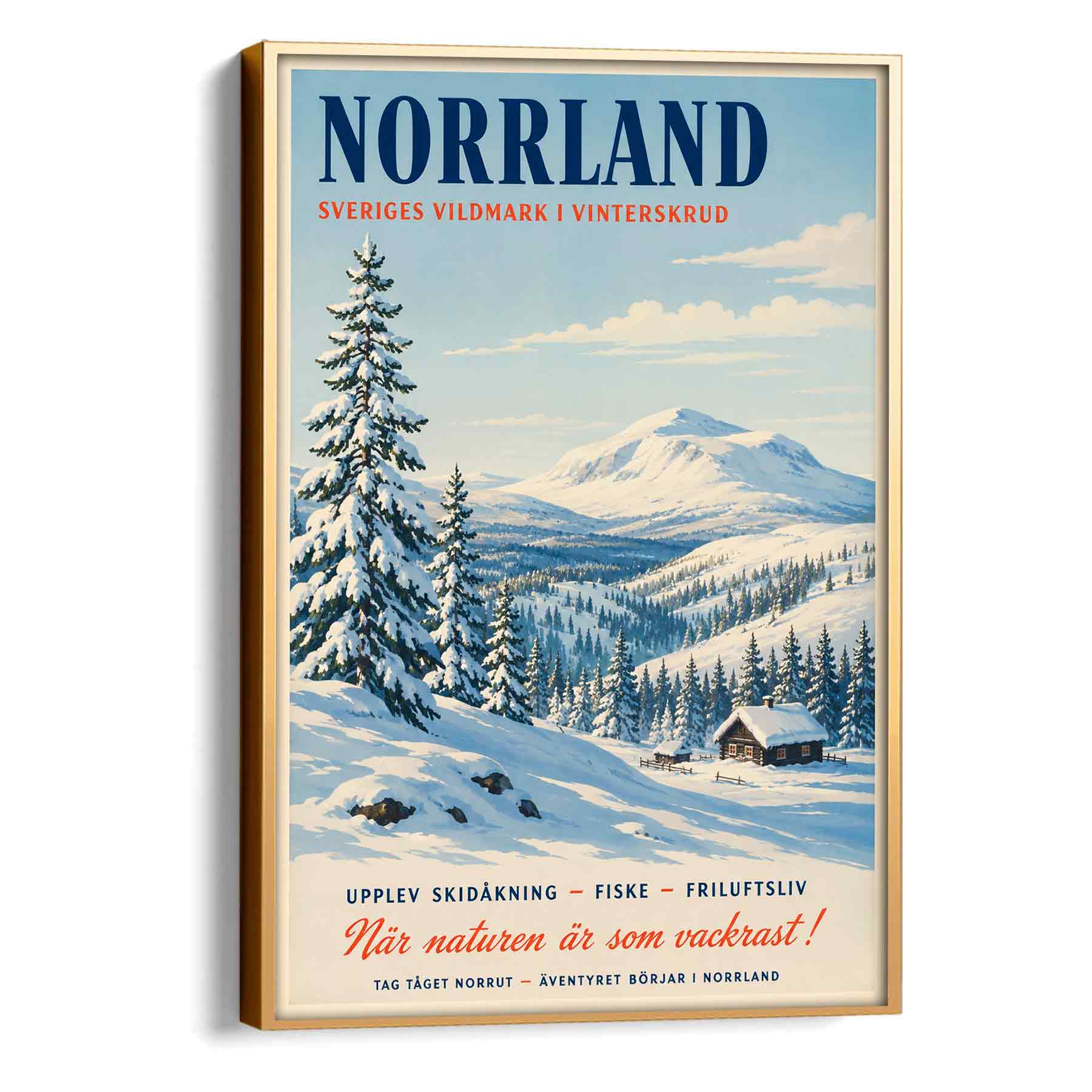 Juliste matkailu Ruotsi Norrland talvi LÖ 40×55 50×70-1aa