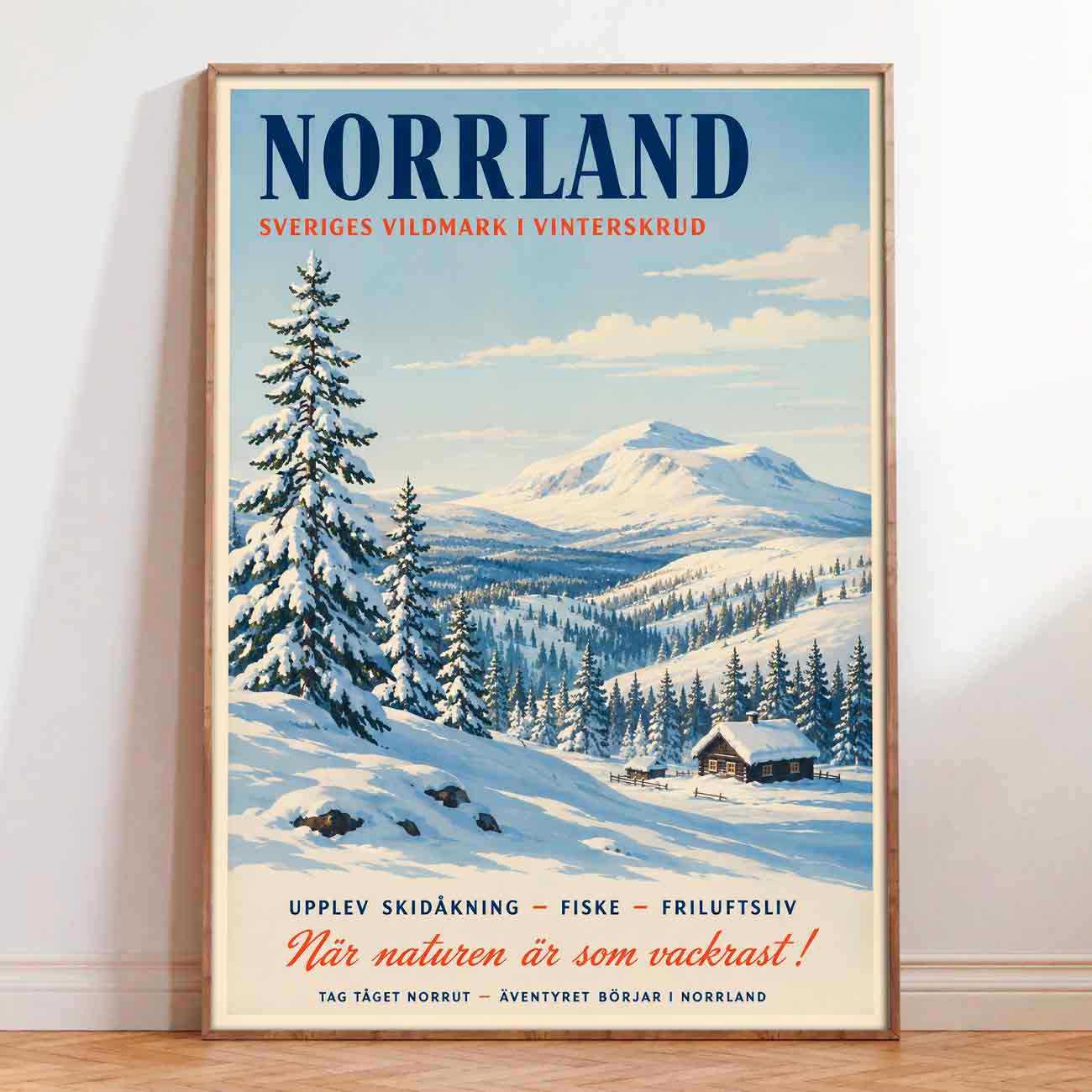 Juliste matkailu Ruotsi Norrland talvi LÖ 40×55 50×70-1aaa