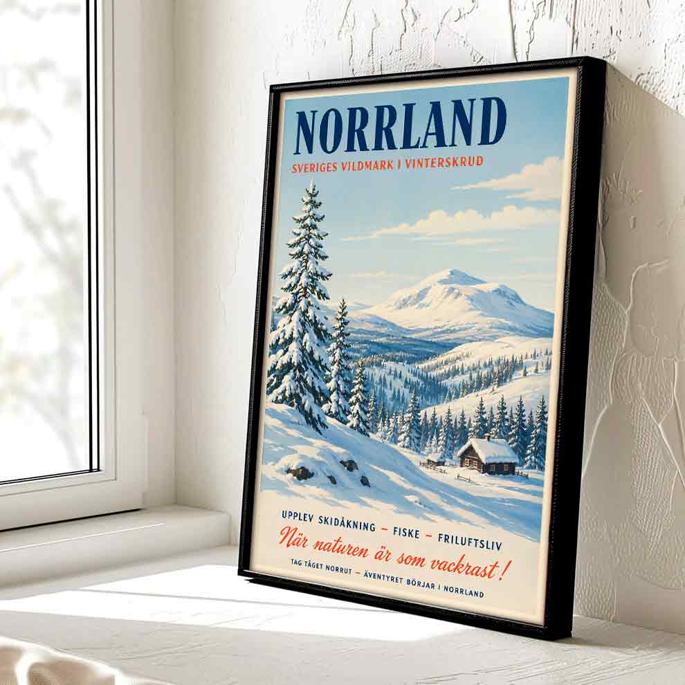 Juliste matkailu Ruotsi Norrland talvi LÖ 40×55 50×70-1aaaa
