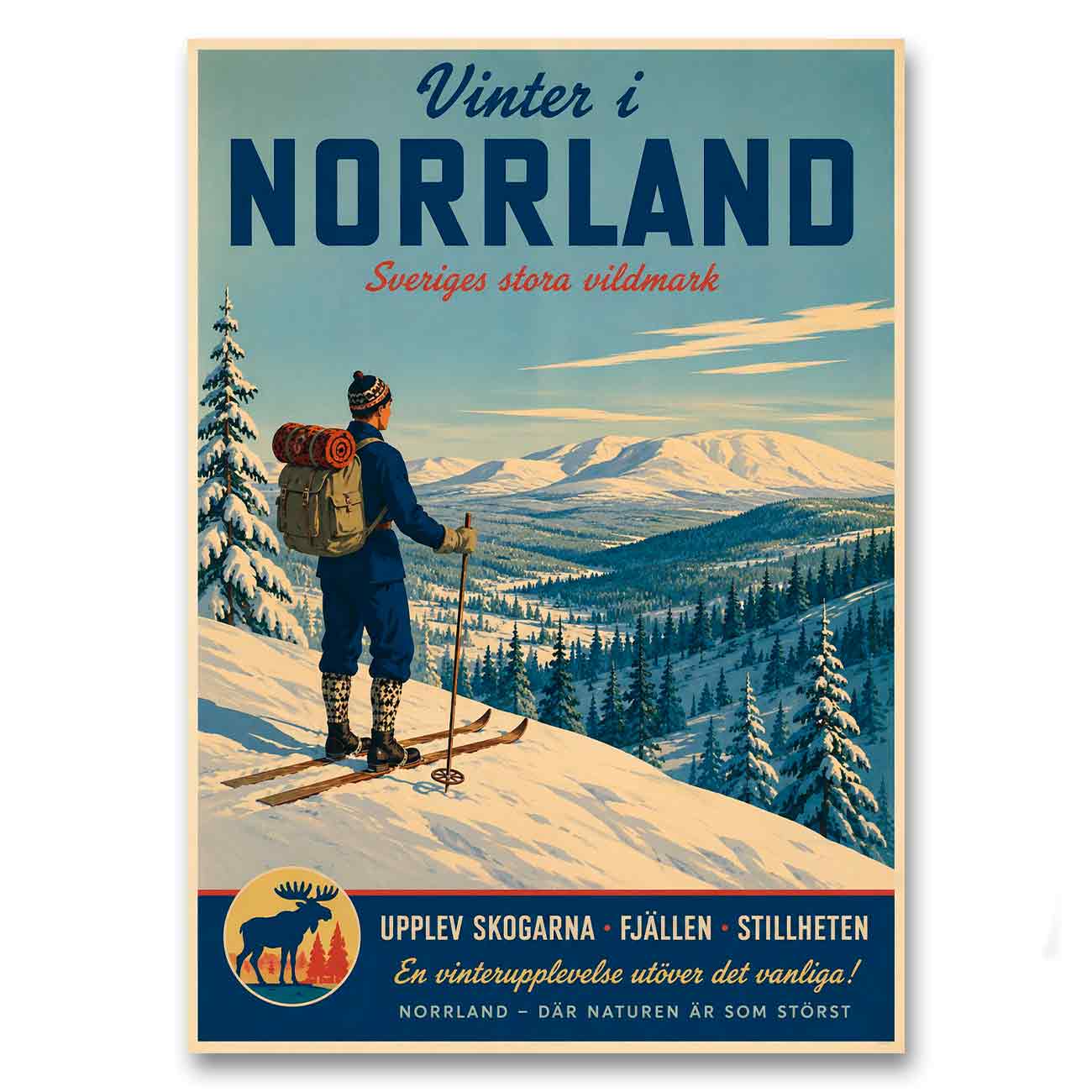 Juliste matkailu Ruotsi Norrland talvi LÖ 40×55 50×70-2a