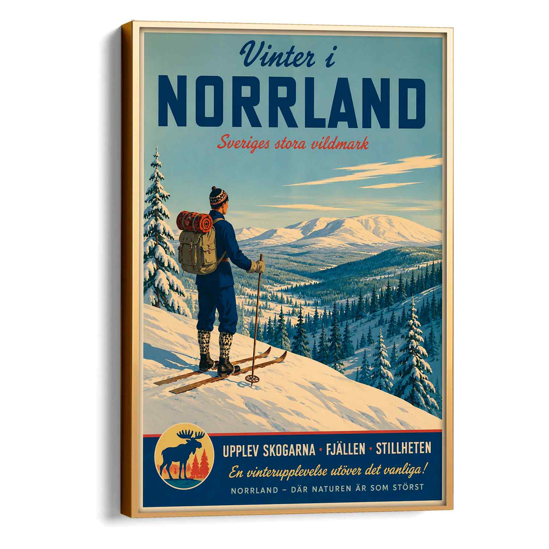 Juliste matkailu Ruotsi Norrland talvi LÖ 40×55 50×70-2aa