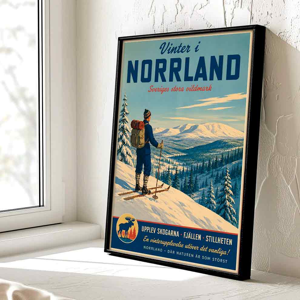Juliste matkailu Ruotsi Norrland talvi LÖ 40×55 50×70-2aaaa