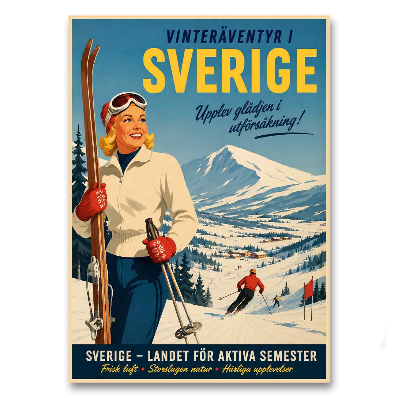 Juliste matkailu Ruotsi hiihto 1 LÖ 40×55 50x70a