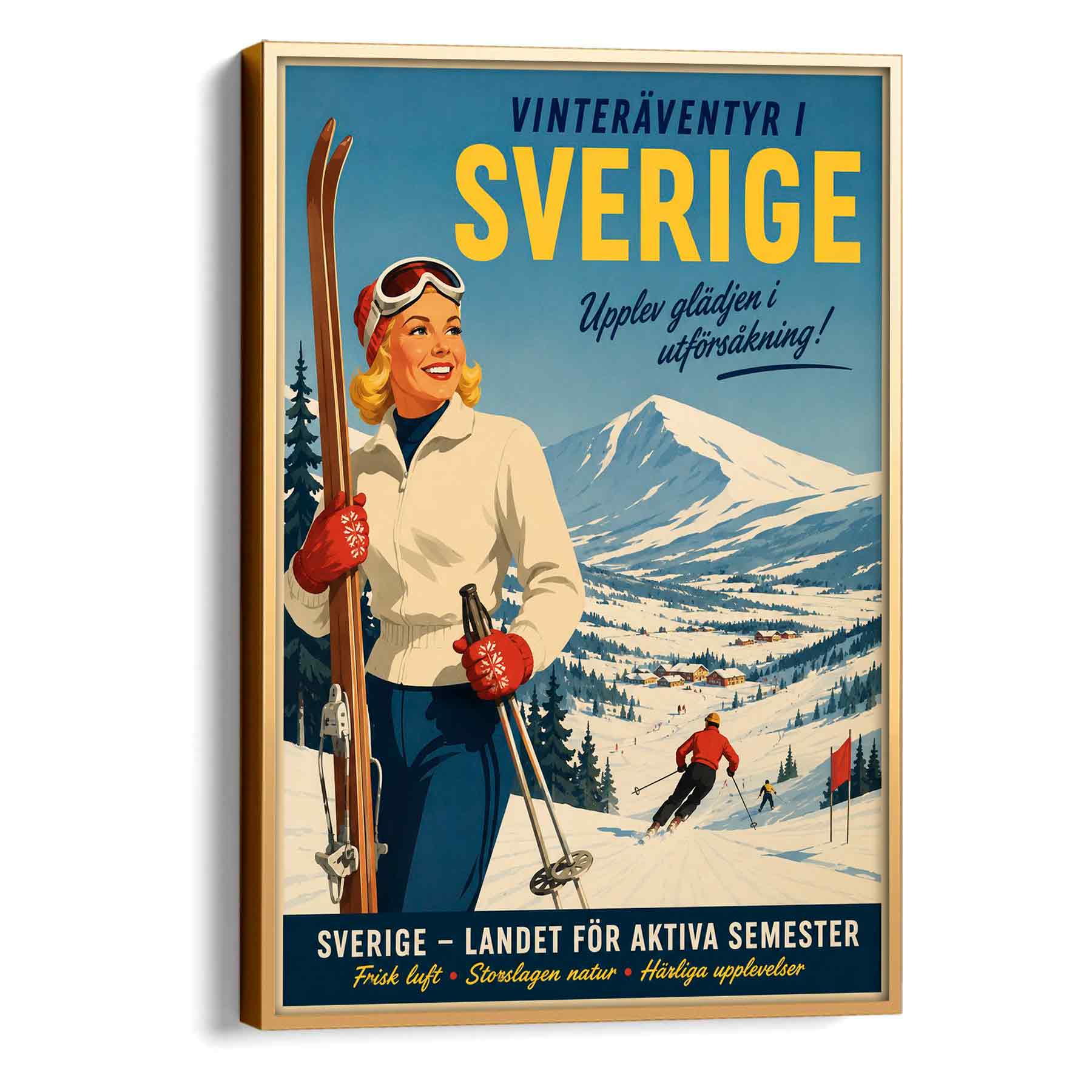 Juliste matkailu Ruotsi hiihto 1 LÖ 40×55 50x70aa