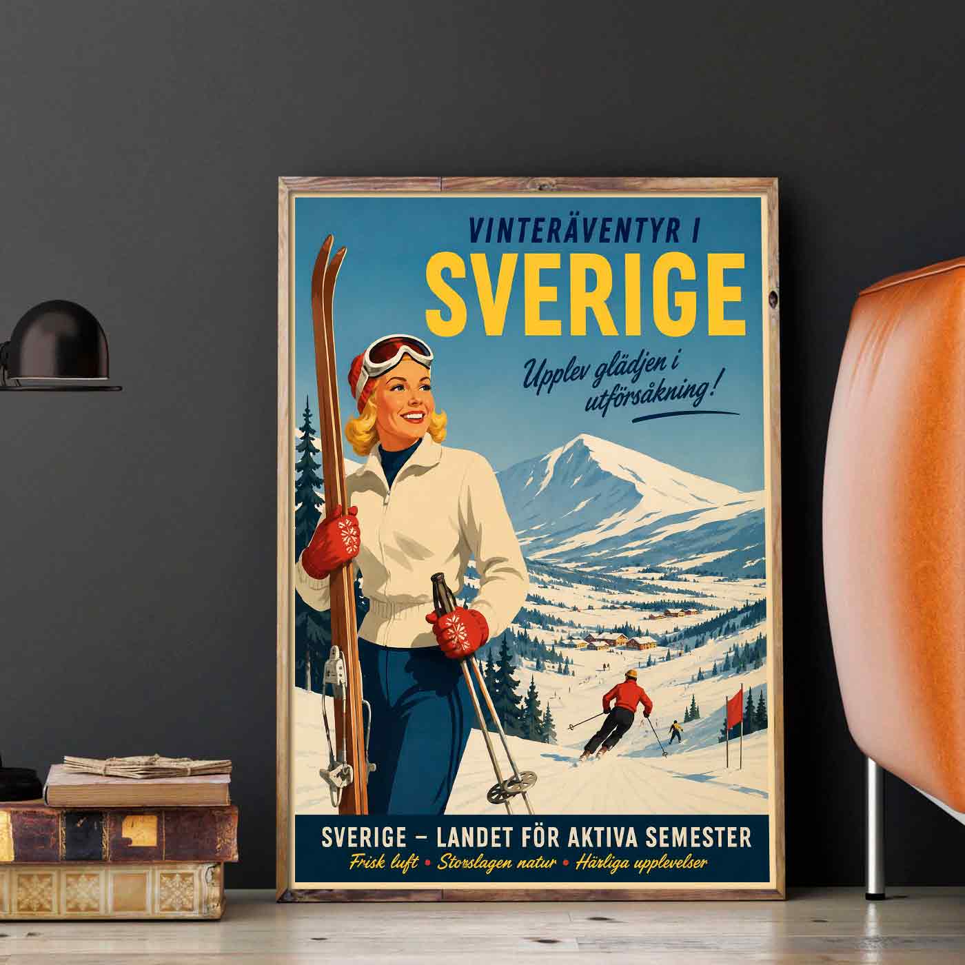 Juliste matkailu Ruotsi hiihto 1 LÖ 40×55 50x70aaa