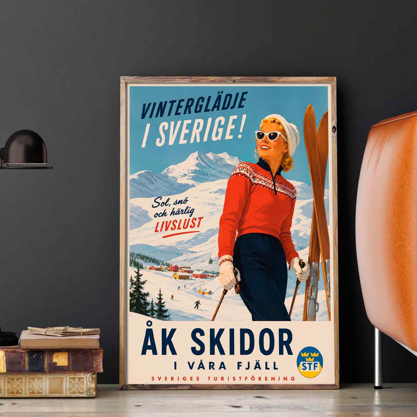 Juliste matkailu Ruotsi hiihto 2 LÖ 40×55 50x70aaa
