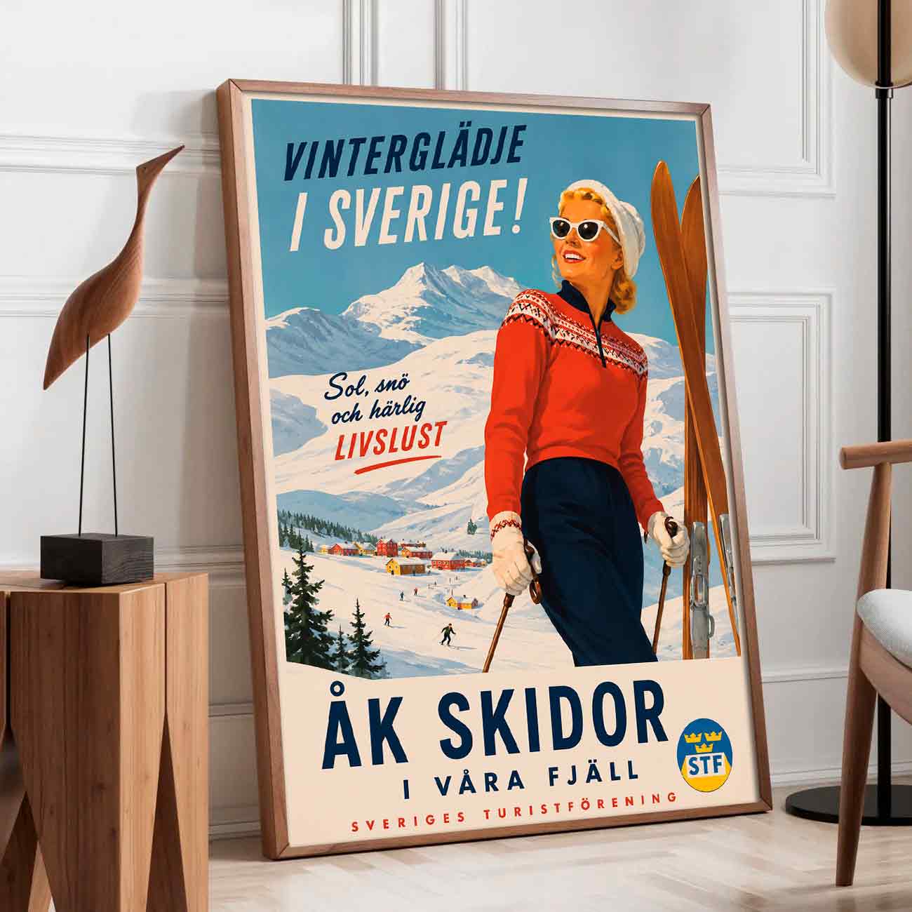 Juliste matkailu Ruotsi hiihto 2 LÖ 40×55 50x70aaaa